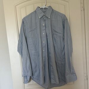 Peter Millar Blue and White Checkered Button Down Shirt